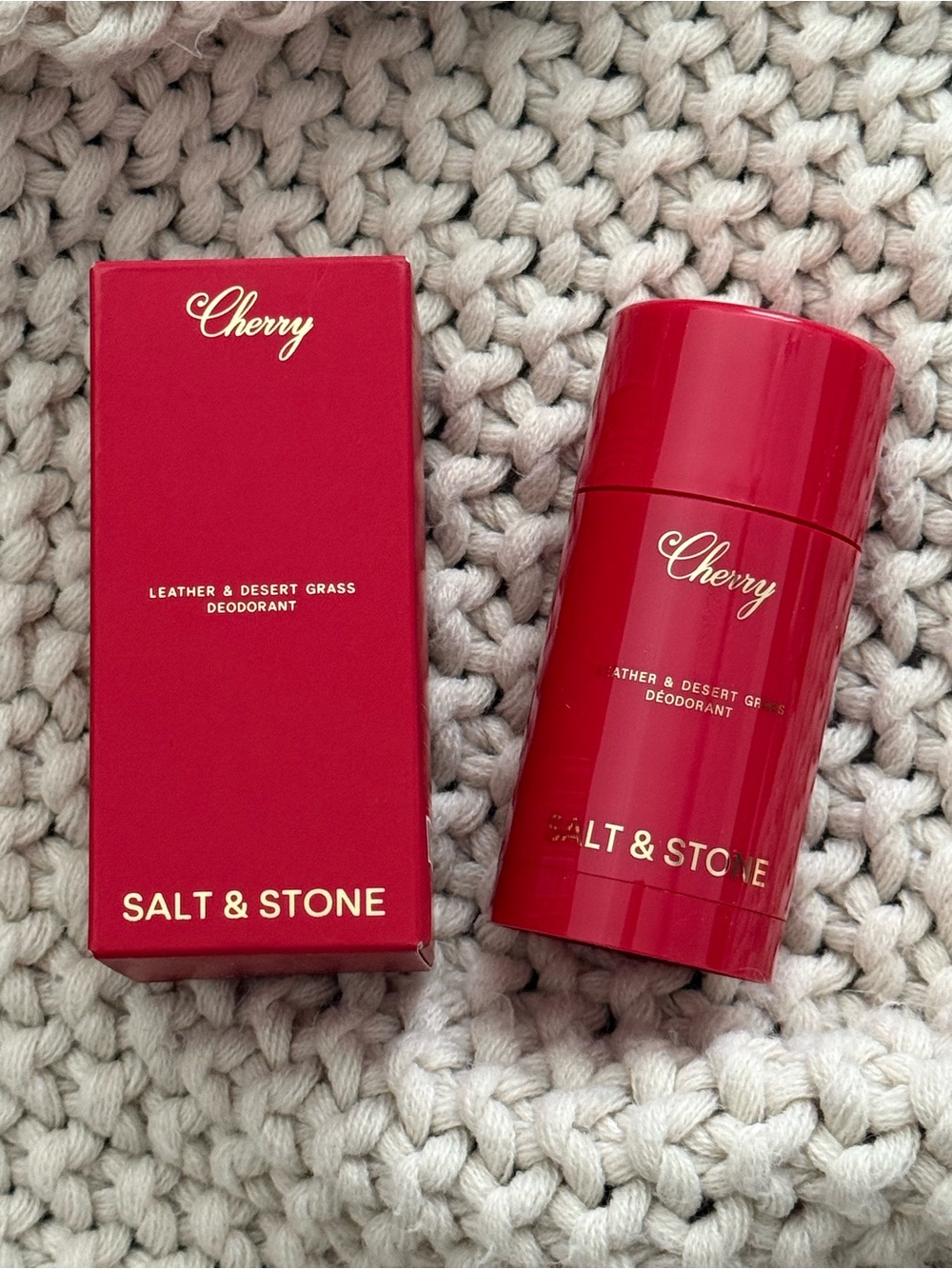 Salt & Stone Cherry Leather & Desert Grass Deodorant Stick - Red - Picture 2 of 3